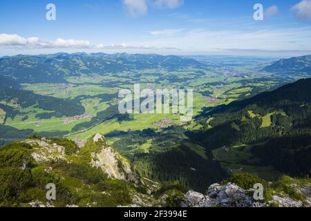 geography / travel, Germany, Bavaria, panorama from the Rubihorn (peak), 1957m, in the Iller Valley, Allgae, Freedom-Of-Panorama Stock Photo