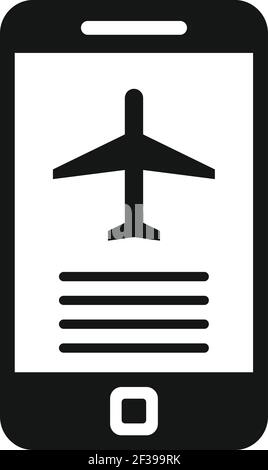 Phone plane ticket icon, simple style Stock Vector