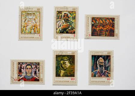 05.03.2021 Istanbul Turkey . BULGARIA - CIRCA 1972: A Stamp printed in Bulgaria shows a series of images 'The paintings of Bulgarian artists' Stock Photo