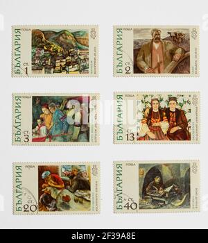 05.03.2021 Istanbul Turkey circa 1972 a stamp printed in bulgaria shows the plower by pencho georgiev, from national art gallery series of painting Stock Photo