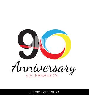 90 YEAR ANNIVERSARY CELEBRATION VECTOR DESIGN TEMPLATE ILLUSTRATION Stock Vector