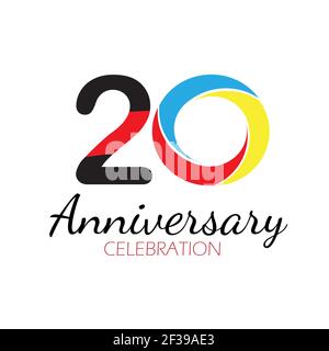 20 YEAR ANNIVERSARY CELEBRATION VECTOR DESIGN TEMPLATE ILLUSTRATION Stock Vector