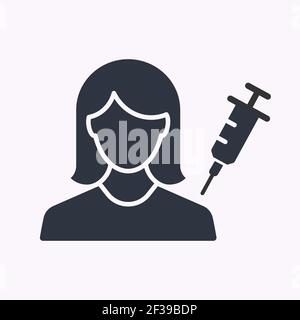 Medical vaccination glyph icon on white background. Vector illustration. Stock Vector