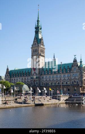 geography / travel, Germany, Hamburg, Inner Alster, city hal, Additional-Rights-Clearance-Info-Not-Available Stock Photo