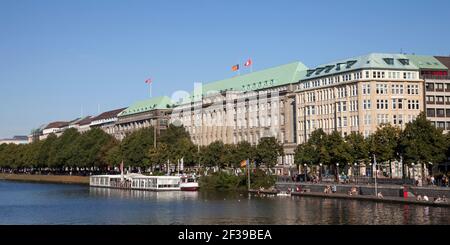 geography / travel, Germany, Hamburg, Inner Alster, Jungfernstieg, Kontor building, Additional-Rights-Clearance-Info-Not-Available Stock Photo