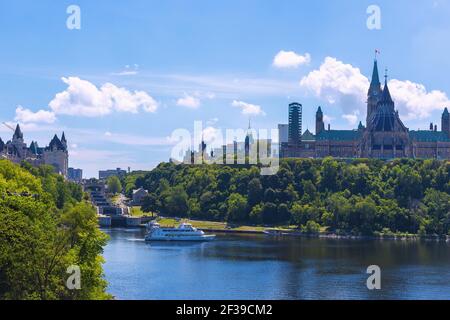 geography / travel, Canada, Ottawa, Parliament Hill, Canal curtain, château Laurier, view from Alexand, Additional-Rights-Clearance-Info-Not-Available Stock Photo