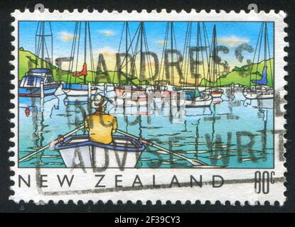 NEW ZEALAND - CIRCA 1989: stamp printed by New Zealand, shows The sea, Harbor, circa 1989 Stock Photo