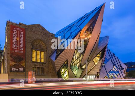 geography / travel, Canada, Toronto, Royal Ontario museum, Michael Lee-Chin crystal, evening mood, Additional-Rights-Clearance-Info-Not-Available Stock Photo