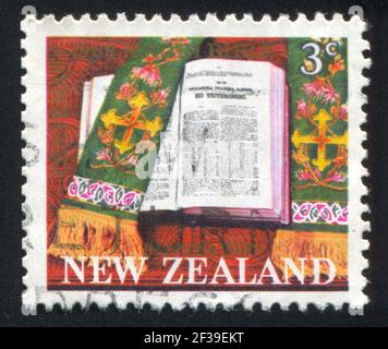 NEW ZEALAND - CIRCA 1968 stamp printed by New Zealand, shows Maori Publication of Bible, circa 1968 Stock Photo