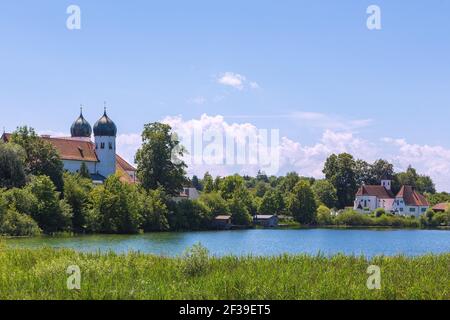 geography / travel, Germany, Bavaria, Monastery of Seeon, Klostersee (lake), Additional-Rights-Clearance-Info-Not-Available Stock Photo
