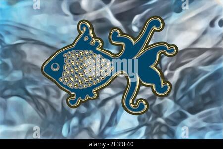 Beautiful vector illustration, fish in art style Stock Vector