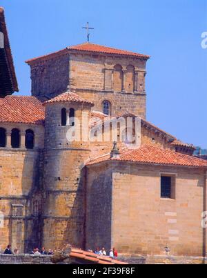 TORRE DE LA COLEGIATA DE SANTA JULIANA - S XII. Location: COLEGIATA. SANTILLANA DEL MAR. Cantabria. SPAIN. Stock Photo