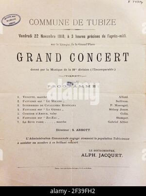 Programme of a Grand Concert by the 29th Division. Stock Photo