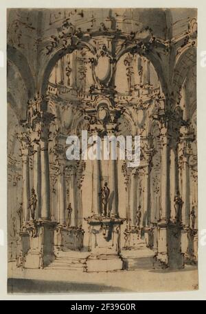 Project for a circular arcade. Perspective rendering Stock Photo - Alamy