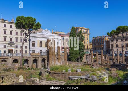 geography / travel, Italy, Lazio, Rome, Area sacra del largo Torre Argentina, temple B and temple A, T, Additional-Rights-Clearance-Info-Not-Available