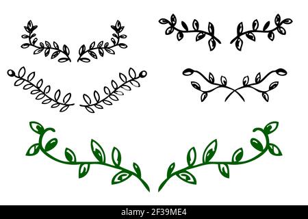 Vector Black Hand Draw Sketch Laurel Wreath Stock Vector
