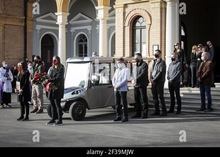 Funeral of Zlatko Saracevic at the Mirogoj Cemetery in Zagreb. Zlatko Saracević is a famous Croatian handball player who won a gold medal with the Yug Stock Photo