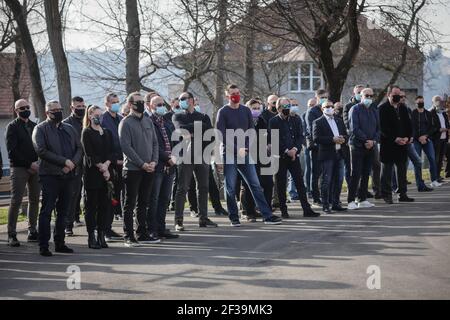 Funeral of Zlatko Saracevic at the Mirogoj Cemetery in Zagreb. Zlatko Saracević is a famous Croatian handball player who won a gold medal with the Yug Stock Photo