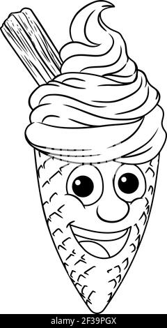 Ice Cream Cone Cartoon Character Mascot Stock Vector
