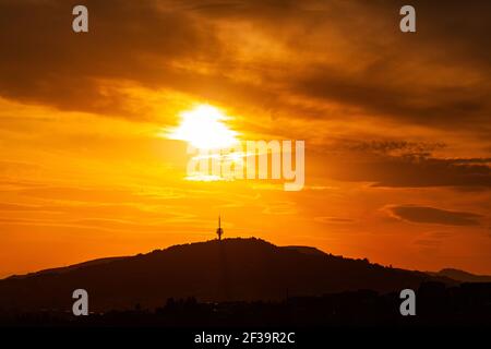 View of Hum Tower on Mount Hum during sunset, Sarajevo Stock Photo - Alamy
