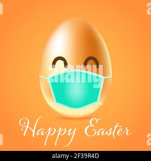 Easter egg in medical face mask. Happy Easter. Stock Vector