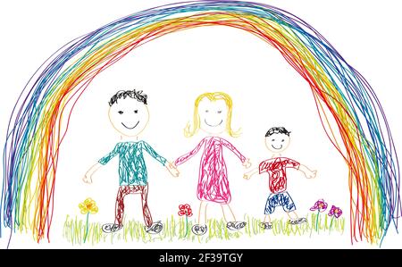 kids drawing happy family picture Stock Vector Image & Art - Alamy