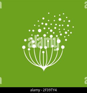 Vector logo flower seeds flying in the wind Stock Vector