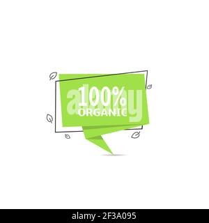 100% organic sticker Stock Vector
