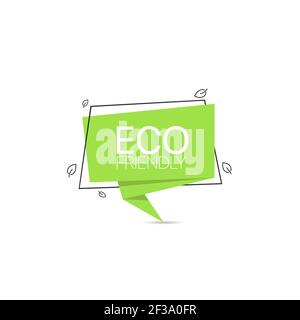 Eco friendly product label. Green trendy sticker, 100 percents organic and farm fresh banner. Promo banner design template. Stock Vector