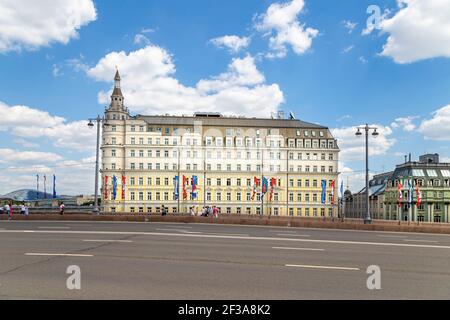 Baltschug Kempinski hotel on Balchug street in Moscow, Russia. Baltschug Kempinski is one of the best Moscow hotels Stock Photo