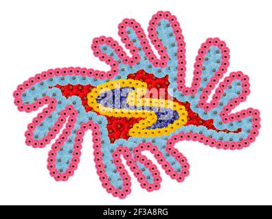Native symbol  of  peace  made from flowers. Isolated handmade photo collage Stock Photo