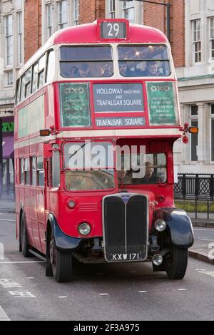 1950's  AEC Regent III RT 3062 bus with a Saunders body registration No. KXW171, operating during todays tube strike. Crowndale Road, Camden, London, UK.  5 Feb 2014 Stock Photo