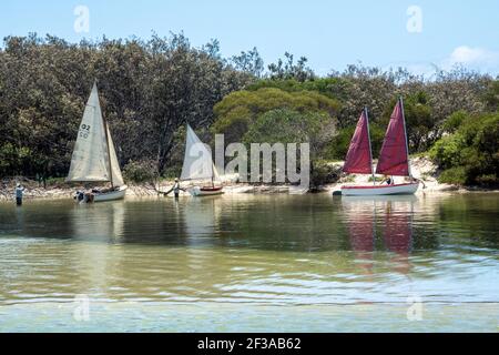 Sailing off Bribie Island Stock Photo