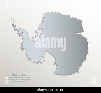 Antarctica map, white blue card paper 3D vector Stock Vector