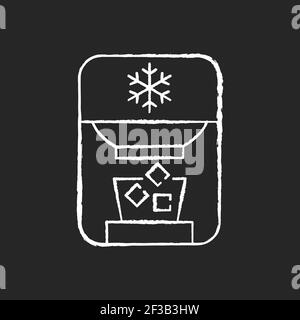 Ice maker chalk white icon on black background Stock Vector
