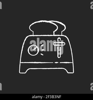 Toaster chalk white icon on black background Stock Vector