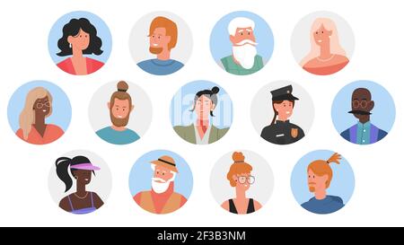 People profile avatars of different professions, man woman professional worker portraits Stock Vector