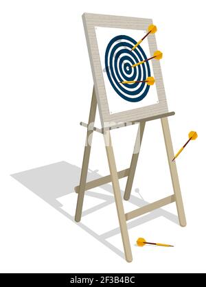 darts board target with dart arrows on tablet for education and training in cartoon style. Employee training and professional development. Vector Stock Vector