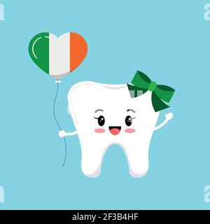 St Patrick day cute tooth dental icon isolated. Stock Vector