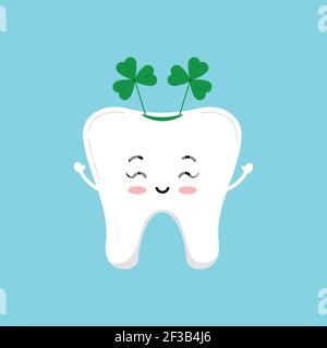 St Patrick day tooth dental icon isolated. Stock Vector