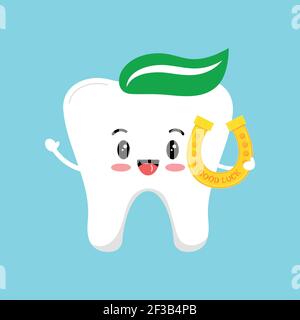St Patrick day tooth dental icon isolated. Stock Vector