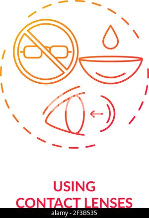 Using contact lenses concept icon Stock Vector
