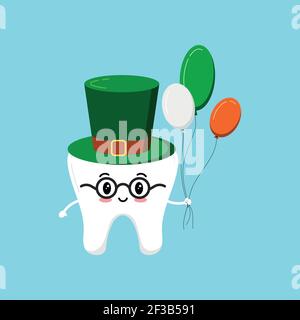 St Patrick day tooth dental icon isolated. Stock Vector