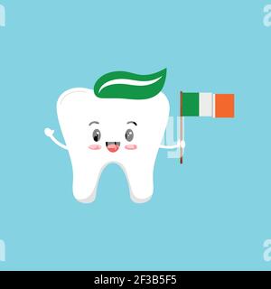 St Patrick day cute tooth dental icon isolated. Stock Vector