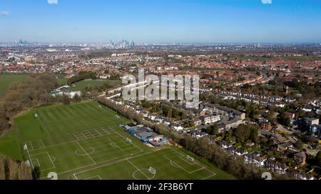 Aerial view of Millwall Football Clubs training ground, and the