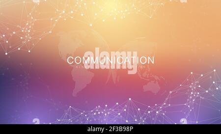 Global network connection. Social network communication in the global business. World map point and line composition concept. Vector illustration. Stock Vector