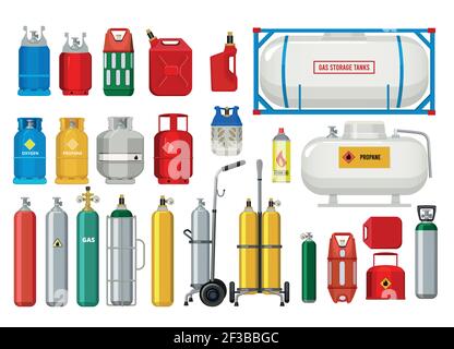 Propane tanks. Gas safety ballons dangerous oxygen or propane vector illustrations Stock Vector