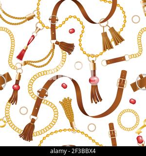 Fashion Seamless Pattern with Golden Chains Print with gold chains on