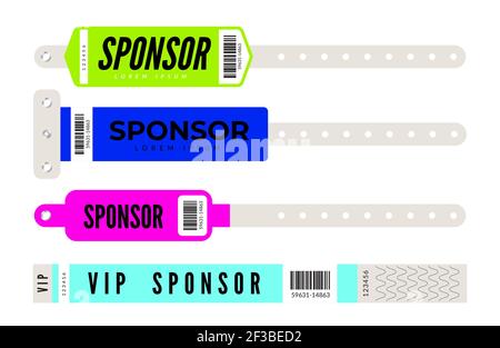 Events bracelets. Vector mockup entrance sponsor id bracelets Stock Vector