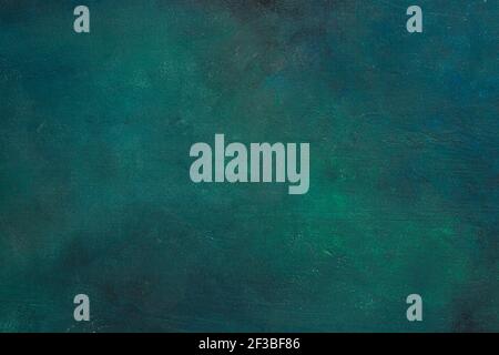 Colorful dark blue-green painted wooden board. Abstract background.  Flat lay. Stock Photo
